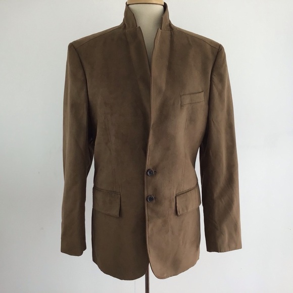 Faux suede brown blazer Roundtree & Yorke size Small - Picture 2 of 10